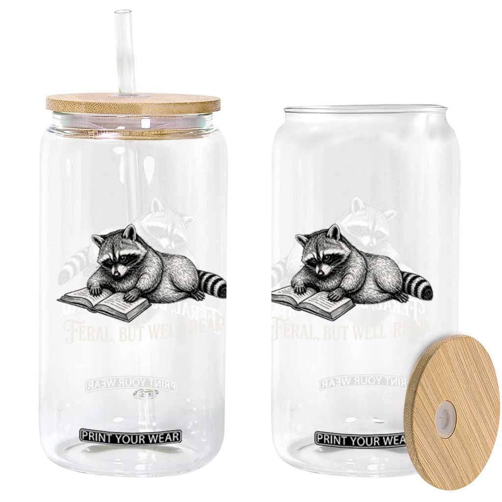 Feral But Well Read Glass Can Funny Raccoon Reading Book Lover TS14 Print Your Wear