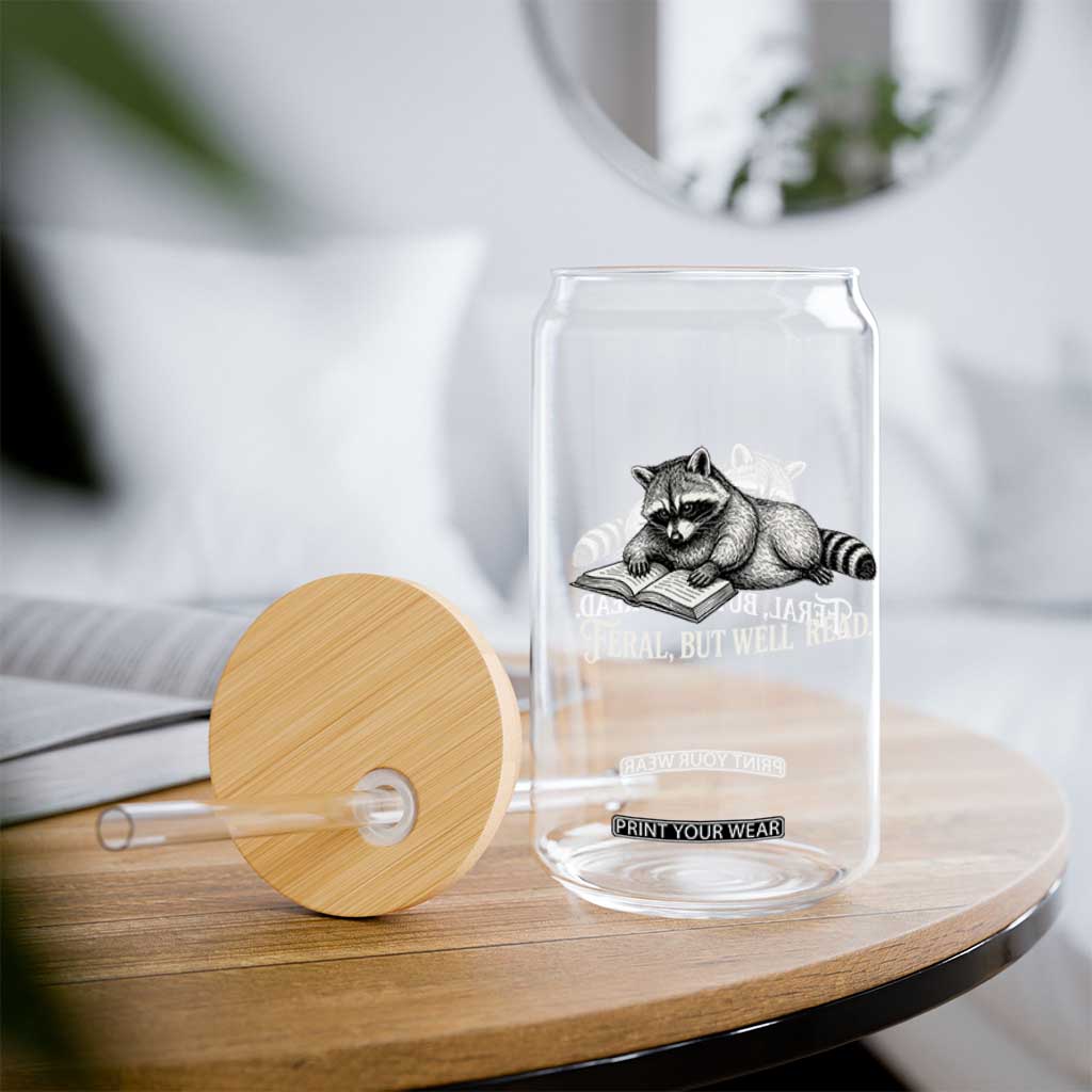 Feral But Well Read Glass Can Funny Raccoon Reading Book Lover TS14 Print Your Wear