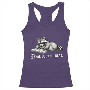 Feral But Well Read Racerback Tank Top Funny Raccoon Reading Book Lover TS14 Purple Print Your Wear