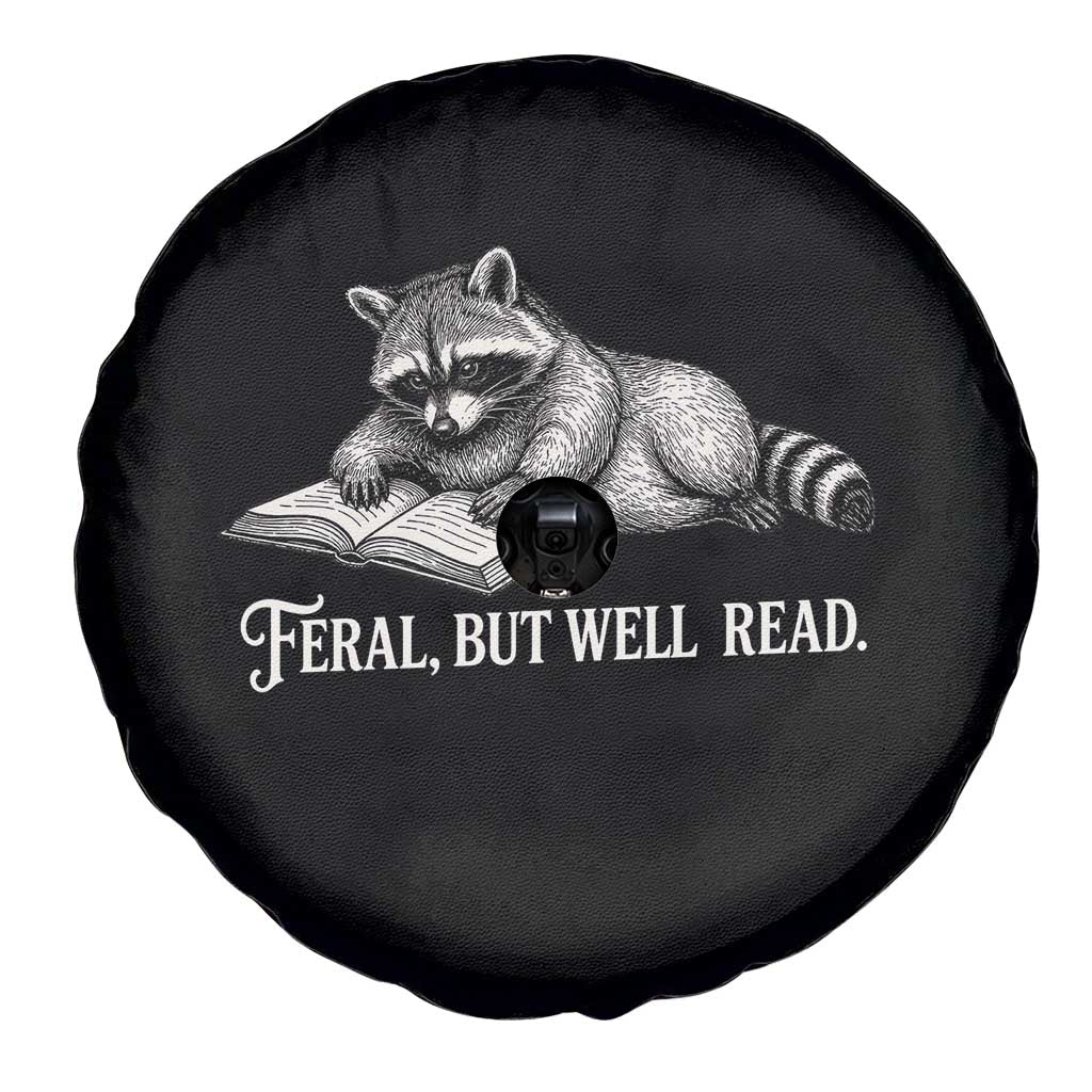 Feral But Well Read Spare Tire Cover Funny Raccoon Reading Book Lover TS14 Print Your Wear