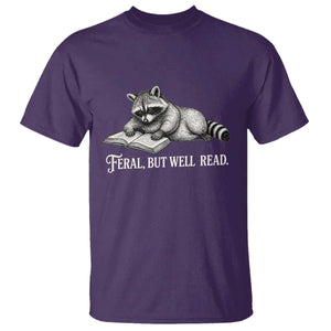 Feral But Well Read T Shirt Funny Raccoon Reading Book Lover TS14 Purple Print Your Wear