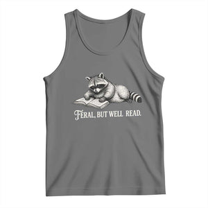 Feral But Well Read Tank Top Funny Raccoon Reading Book Lover TS14 Black Heather Print Your Wear