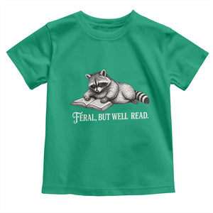 Feral But Well Read Toddler T Shirt Funny Raccoon Reading Book Lover TS14 Irish Green Print Your Wear
