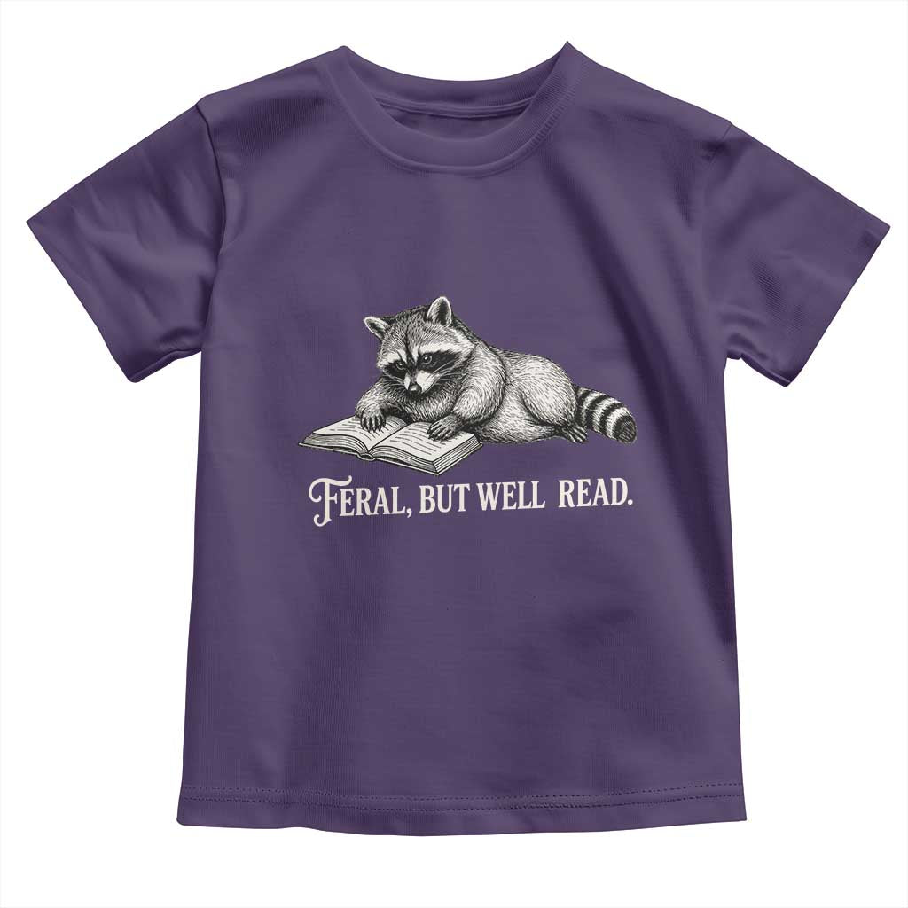 Feral But Well Read Toddler T Shirt Funny Raccoon Reading Book Lover TS14 Purple Print Your Wear