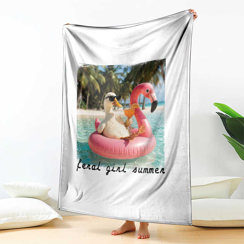 Feral Girl Summer Throw Blanket Silly Goose Summer Beach Meme TS14 Print Your Wear