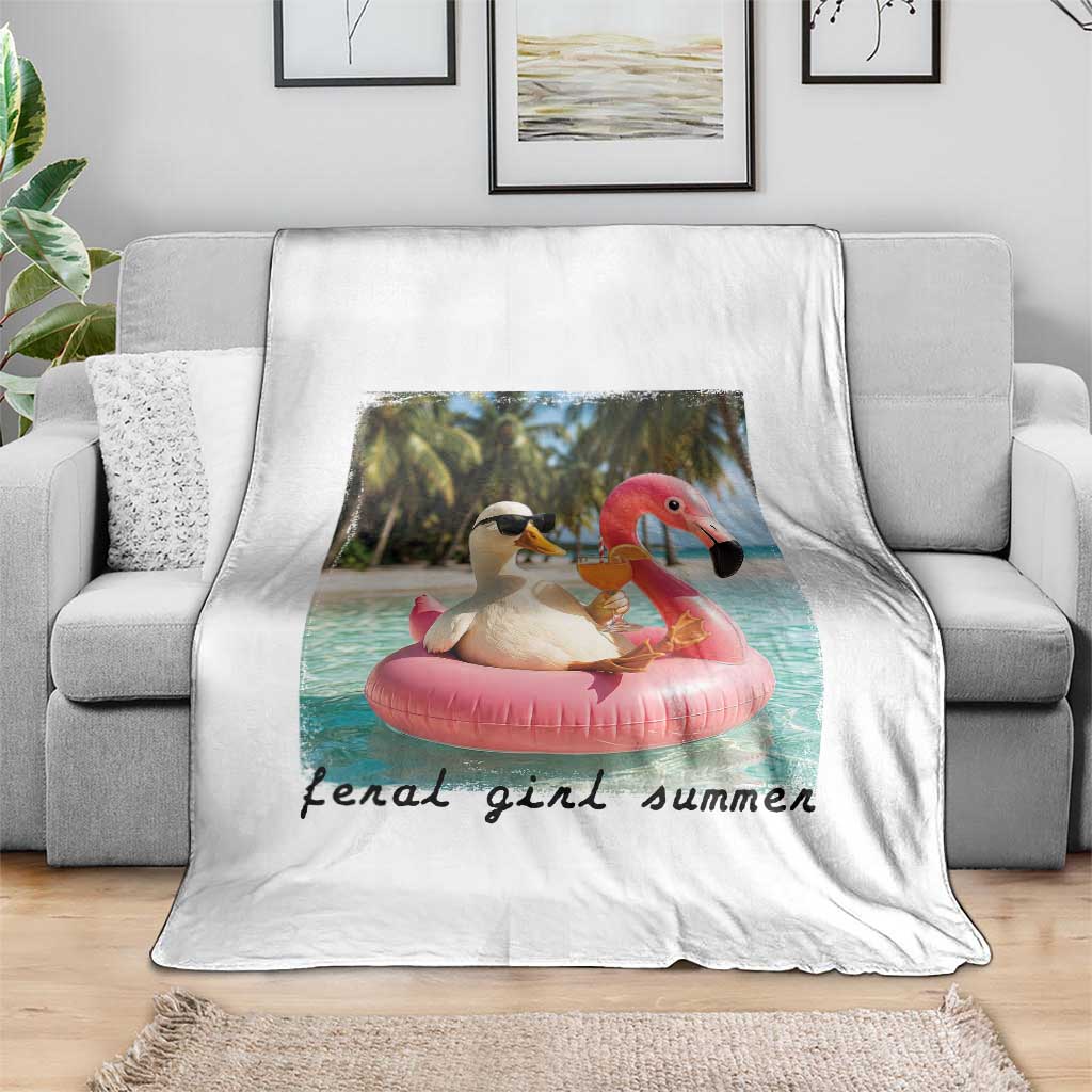 Feral Girl Summer Throw Blanket Silly Goose Summer Beach Meme TS14 Print Your Wear