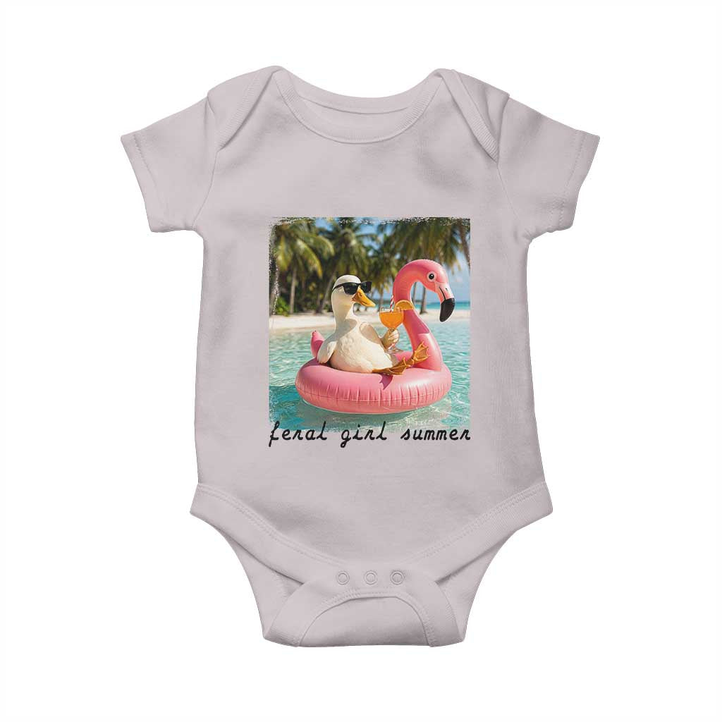 Feral Girl Summer Baby Onesie Silly Goose Summer Beach Meme TS14 Ice Gray Print Your Wear