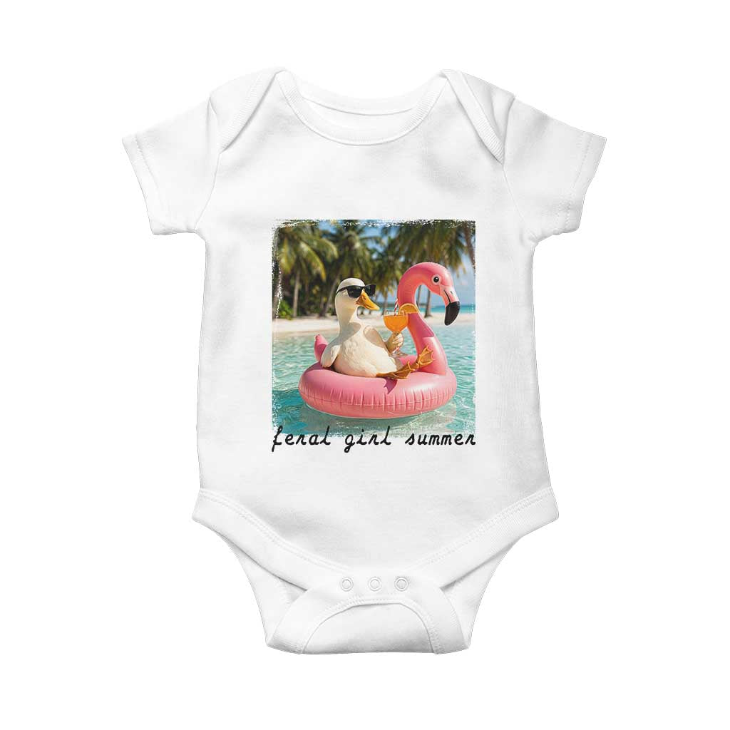 Feral Girl Summer Baby Onesie Silly Goose Summer Beach Meme TS14 White Print Your Wear