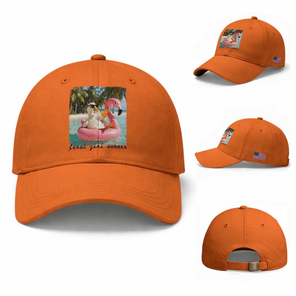 Feral Girl Summer Baseball Cap Silly Goose Summer Beach Meme TS14 Baseball Cap Universal Fit Orange Print Your Wear