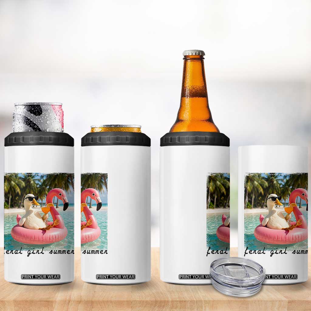 Feral Girl Summer 4 in 1 Can Cooler Tumbler Silly Goose Summer Beach Meme TS14 Print Your Wear