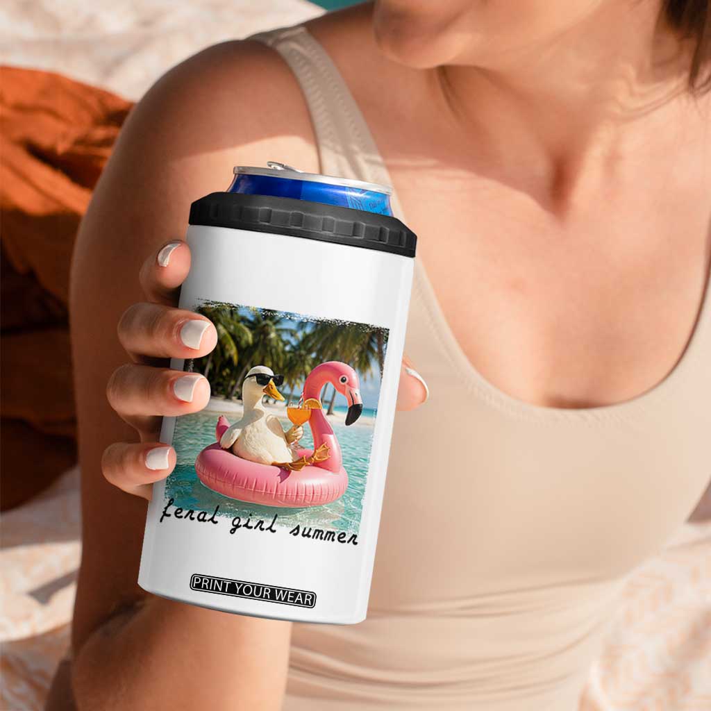 Feral Girl Summer 4 in 1 Can Cooler Tumbler Silly Goose Summer Beach Meme TS14 Print Your Wear