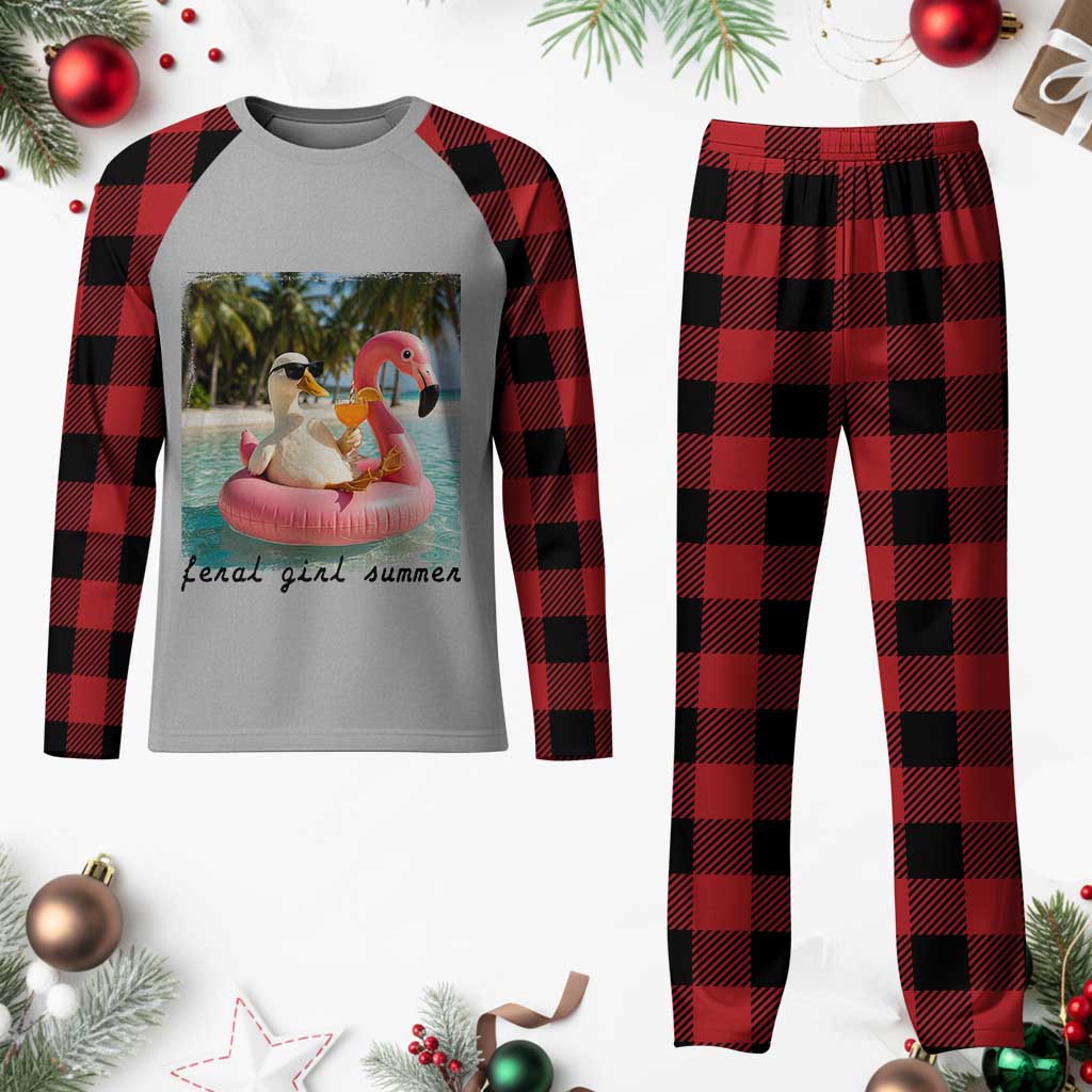 Feral Girl Summer Plaid Pajama Set Silly Goose Summer Beach Meme TS14 Buffalo Plaid Print Your Wear