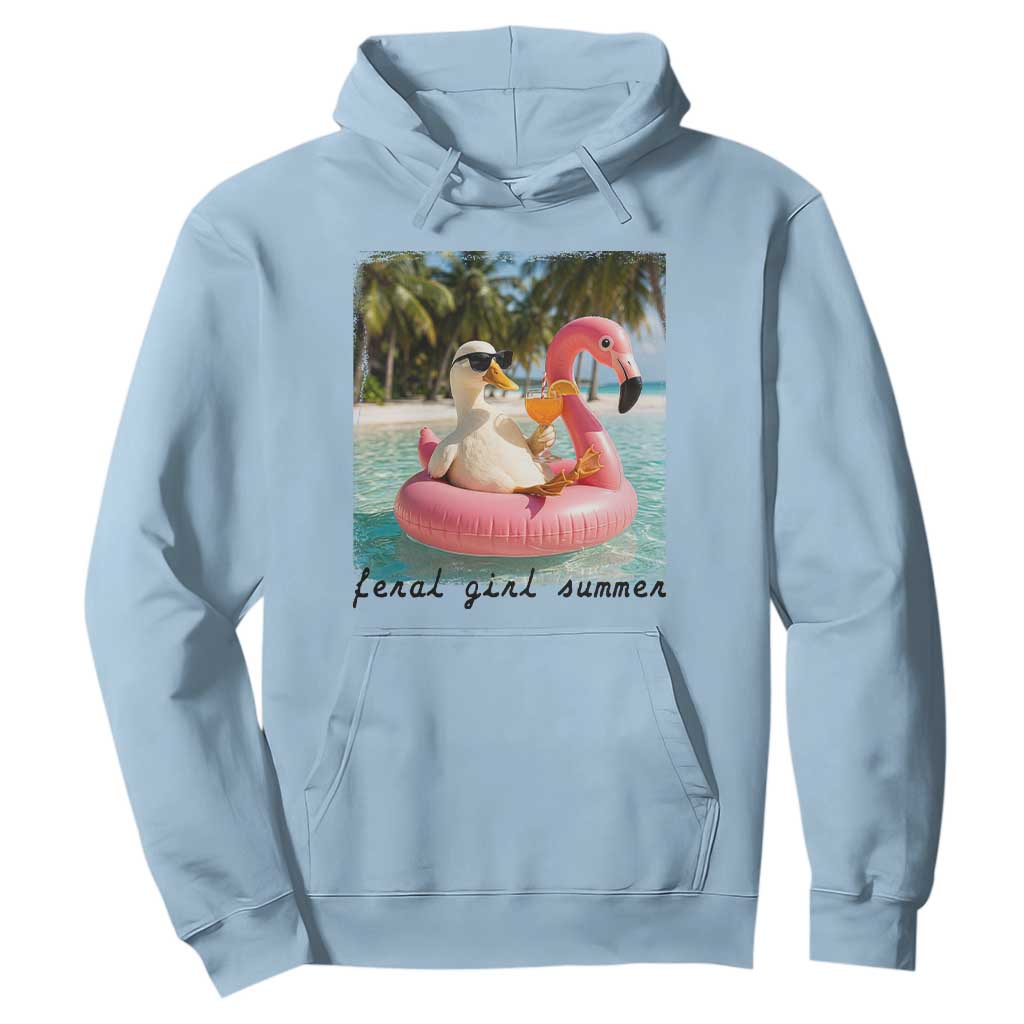 Feral Girl Summer Hoodie Silly Goose Summer Beach Meme TS14 Light Blue Print Your Wear