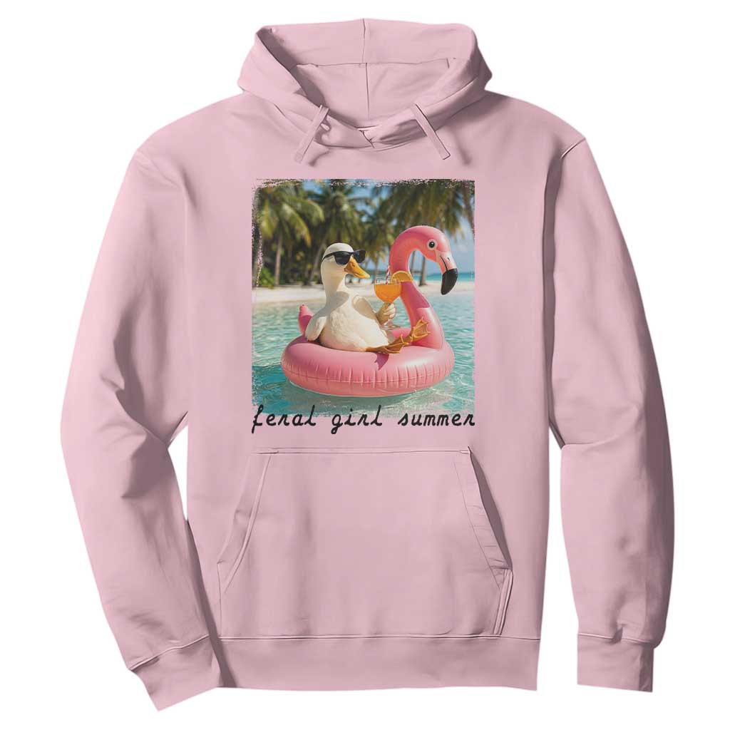 Feral Girl Summer Hoodie Silly Goose Summer Beach Meme TS14 Light Pink Print Your Wear