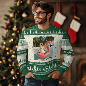 Feral Girl Summer Ugly Christmas Sweater Silly Goose Summer Beach Meme TS14 Beige Green Print Your Wear