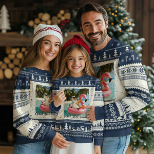 Feral Girl Summer Ugly Christmas Sweater Silly Goose Summer Beach Meme TS14 Beige Navy Print Your Wear