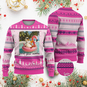 Feral Girl Summer Ugly Christmas Sweater Silly Goose Summer Beach Meme TS14 Hot Pink Print Your Wear