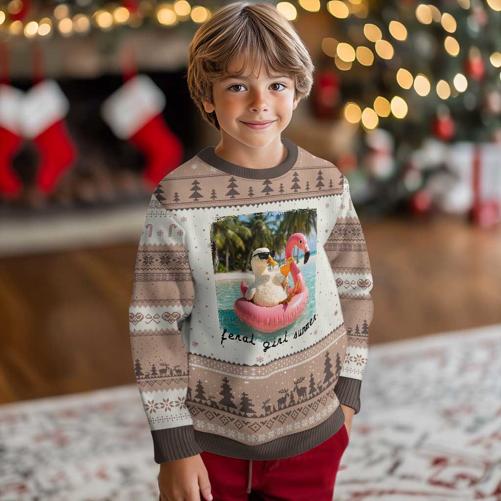 Feral Girl Summer Ugly Christmas Sweater Silly Goose Summer Beach Meme TS14 Mocha Mousse Print Your Wear