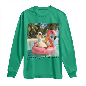 Feral Girl Summer Long Sleeve Shirt Silly Goose Summer Beach Meme TS14 Irish Green Print Your Wear