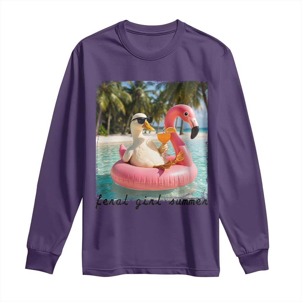 Feral Girl Summer Long Sleeve Shirt Silly Goose Summer Beach Meme TS14 Purple Print Your Wear