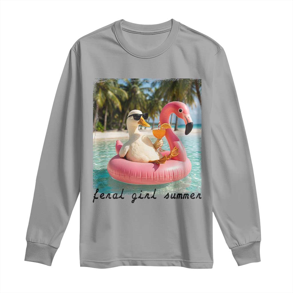 Feral Girl Summer Long Sleeve Shirt Silly Goose Summer Beach Meme TS14 Sport Gray Print Your Wear