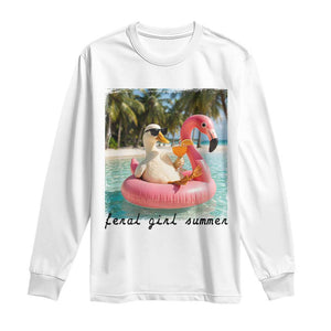 Feral Girl Summer Long Sleeve Shirt Silly Goose Summer Beach Meme TS14 White Print Your Wear