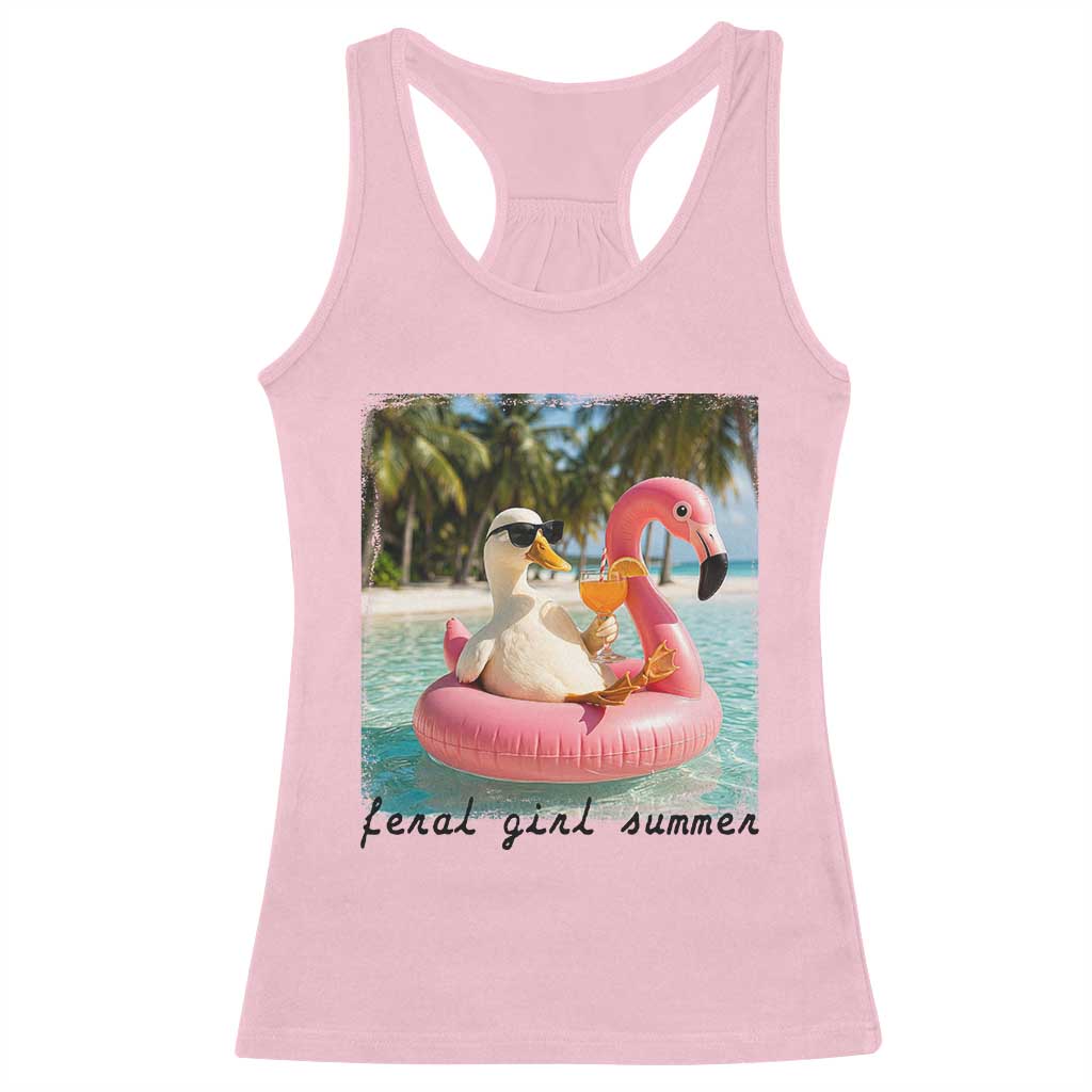 Feral Girl Summer Racerback Tank Top Silly Goose Summer Beach Meme TS14 Light Pink Print Your Wear
