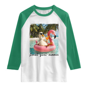 Feral Girl Summer Raglan Shirt Silly Goose Summer Beach Meme TS14 White Kelly Green Print Your Wear