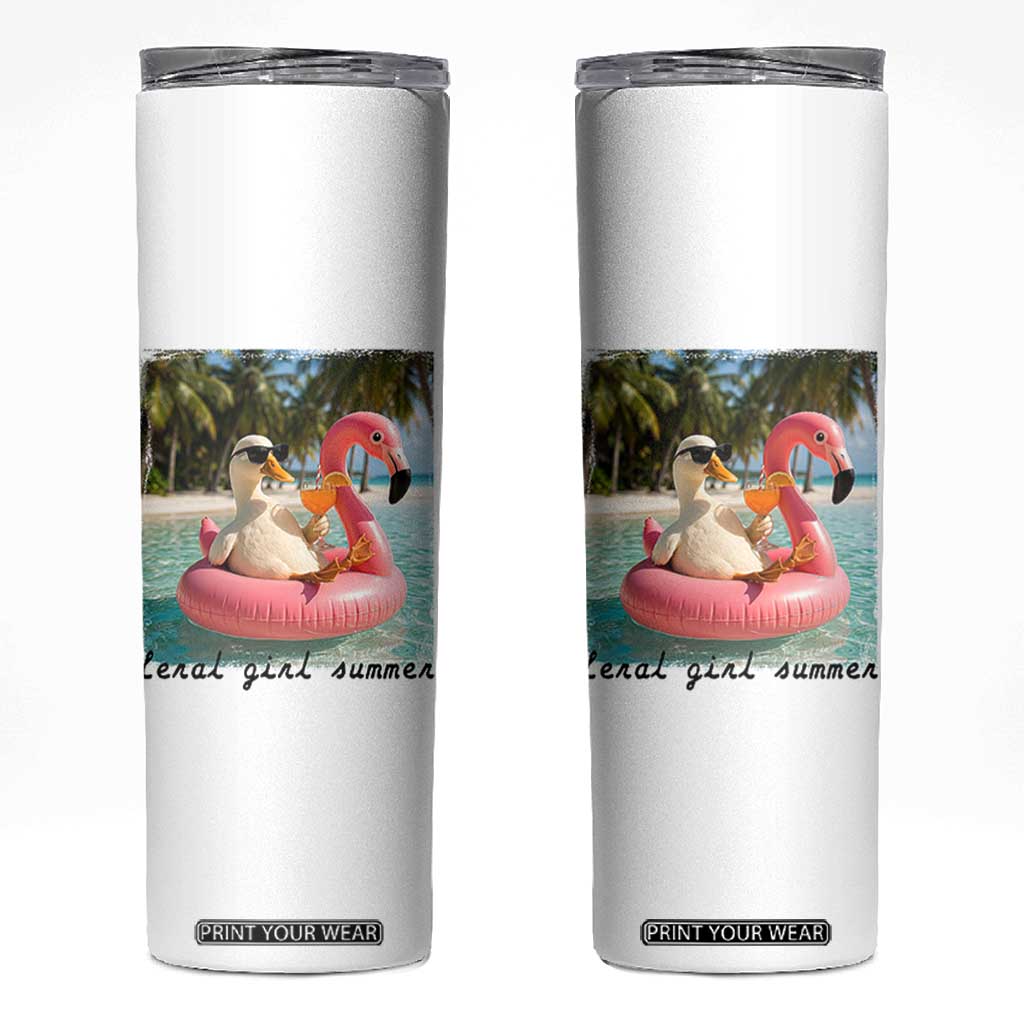 Feral Girl Summer Skinny Tumbler Silly Goose Summer Beach Meme TS14 White Print Your Wear