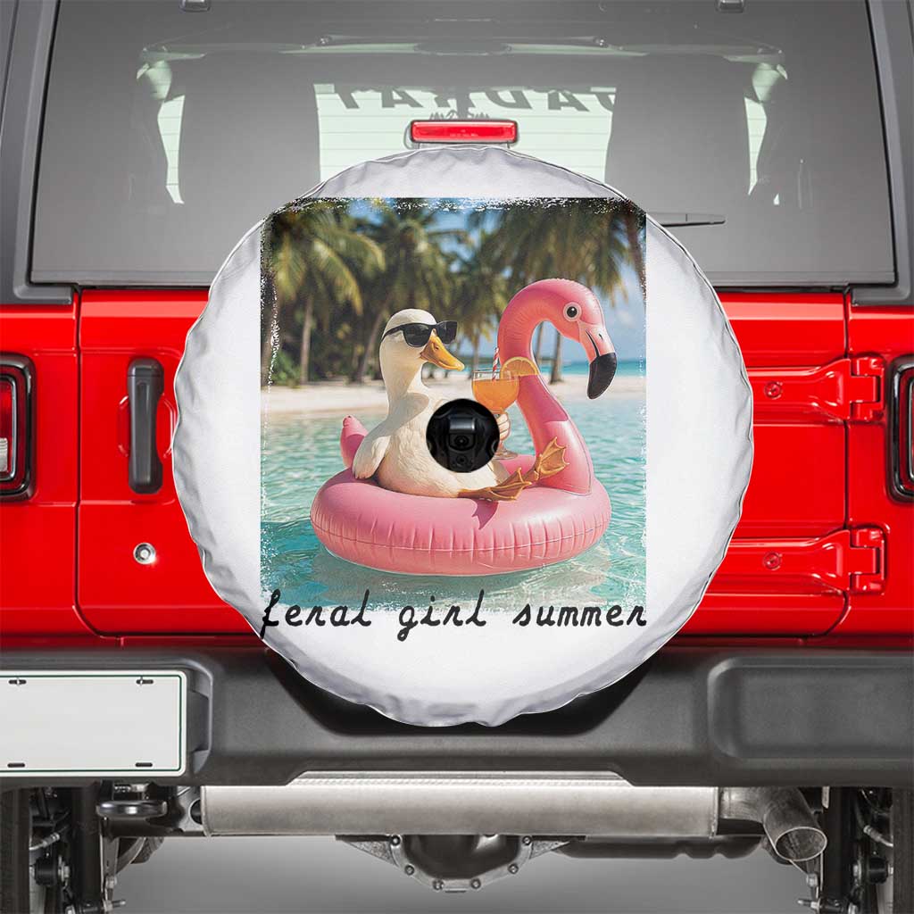 Feral Girl Summer Spare Tire Cover Silly Goose Summer Beach Meme TS14 White Print Your Wear