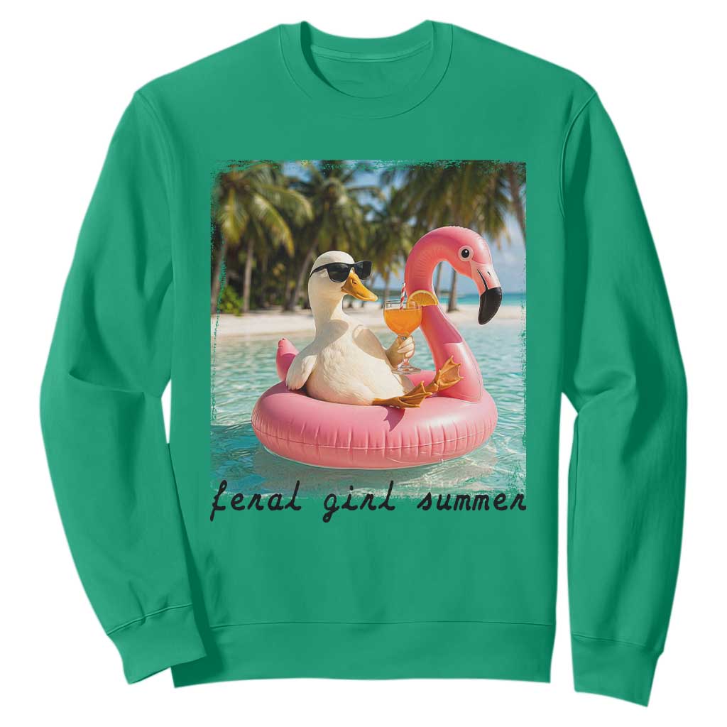 Feral Girl Summer Sweatshirt Silly Goose Summer Beach Meme TS14 Irish Green Print Your Wear
