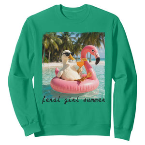 Feral Girl Summer Sweatshirt Silly Goose Summer Beach Meme TS14 Irish Green Print Your Wear