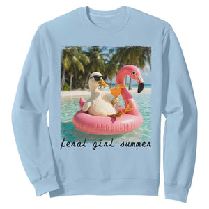 Feral Girl Summer Sweatshirt Silly Goose Summer Beach Meme TS14 Light Blue Print Your Wear
