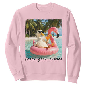 Feral Girl Summer Sweatshirt Silly Goose Summer Beach Meme TS14 Light Pink Print Your Wear