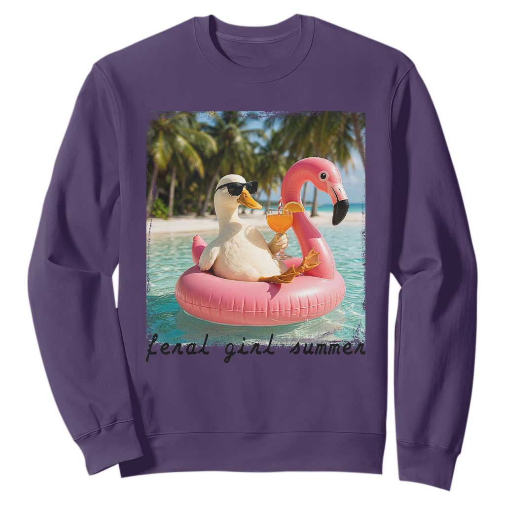 Feral Girl Summer Sweatshirt Silly Goose Summer Beach Meme TS14 Purple Print Your Wear