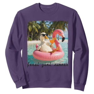 Feral Girl Summer Sweatshirt Silly Goose Summer Beach Meme TS14 Purple Print Your Wear