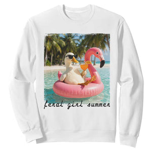 Feral Girl Summer Sweatshirt Silly Goose Summer Beach Meme TS14 White Print Your Wear