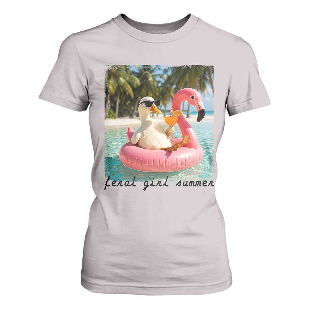 Feral Girl Summer T Shirt For Women Silly Goose Summer Beach Meme TS14 Ice Gray Print Your Wear