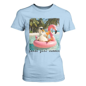 Feral Girl Summer T Shirt For Women Silly Goose Summer Beach Meme TS14 Light Blue Print Your Wear