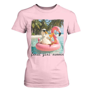 Feral Girl Summer T Shirt For Women Silly Goose Summer Beach Meme TS14 Light Pink Print Your Wear