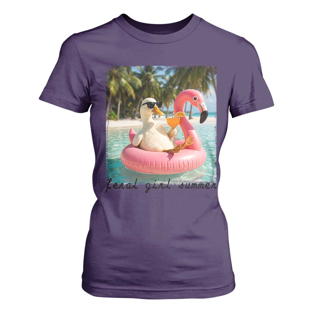 Feral Girl Summer T Shirt For Women Silly Goose Summer Beach Meme TS14 Purple Print Your Wear