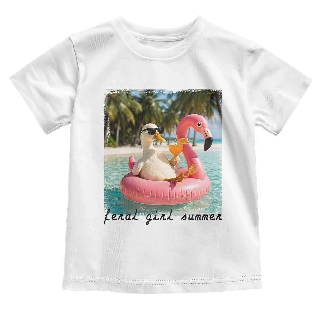 Feral Girl Summer Toddler T Shirt Silly Goose Summer Beach Meme TS14 White Print Your Wear