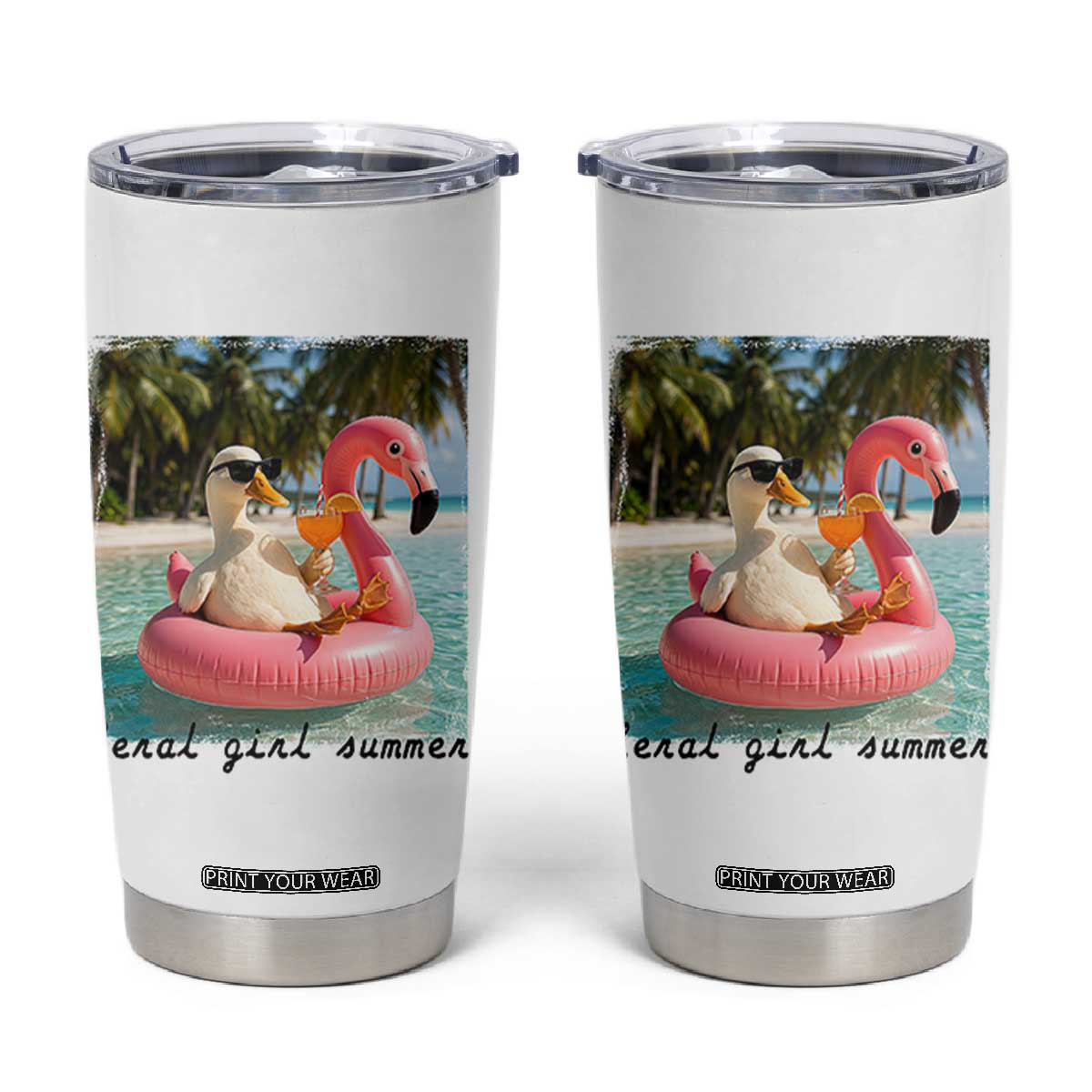 Feral Girl Summer Tumbler Cup Silly Goose Summer Beach Meme TS14 White Print Your Wear