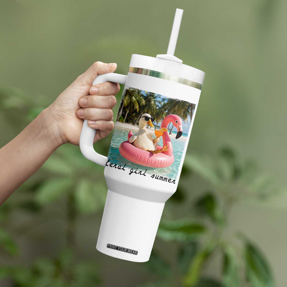 Feral Girl Summer Tumbler With Handle Silly Goose Summer Beach Meme TS14 Print Your Wear