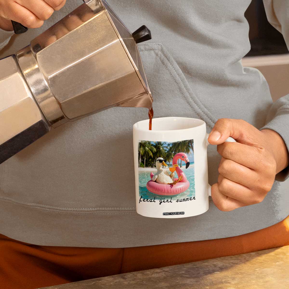 Feral Girl Summer Coffee Mug Silly Goose Summer Beach Meme TS14 Print Your Wear