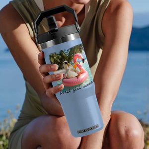 Feral Girl Summer Flip Straw Tumbler Silly Goose Summer Beach Meme TS14 One Size: 30 oz Light Blue Print Your Wear