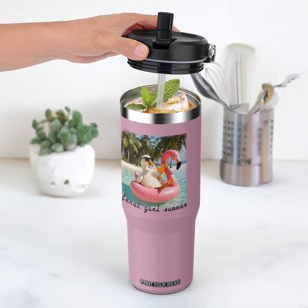 Feral Girl Summer Flip Straw Tumbler Silly Goose Summer Beach Meme TS14 One Size: 30 oz Light Pink Print Your Wear