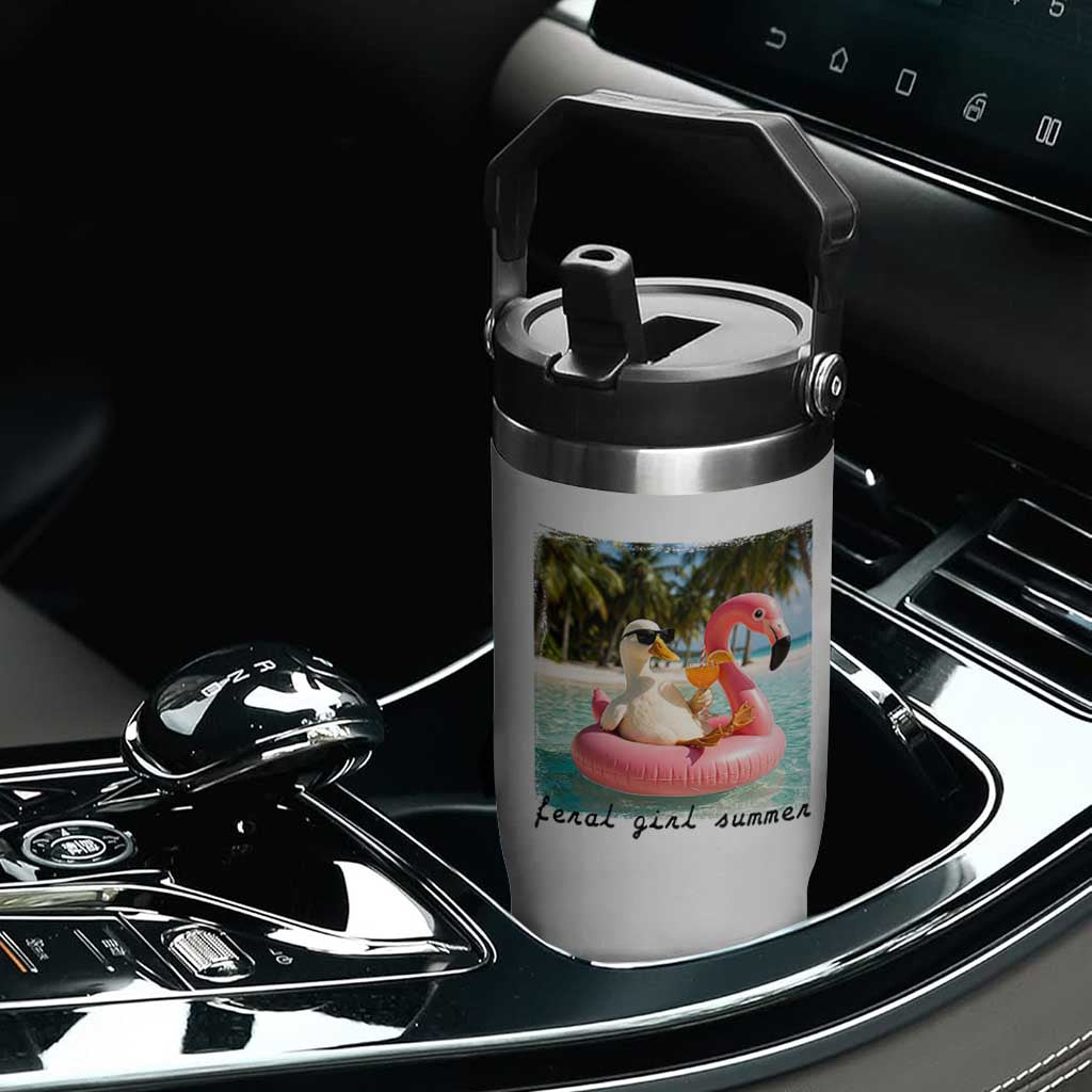 Feral Girl Summer Flip Straw Tumbler Silly Goose Summer Beach Meme TS14 Print Your Wear