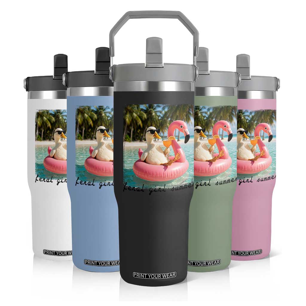 Feral Girl Summer Flip Straw Tumbler Silly Goose Summer Beach Meme TS14 Print Your Wear