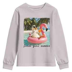 Feral Girl Summer Youth Sweatshirt Silly Goose Summer Beach Meme TS14 Ice Gray Print Your Wear